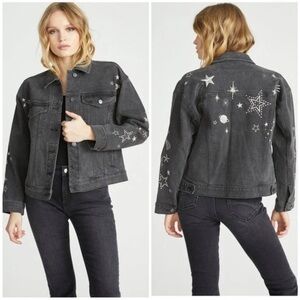 Driftwood Shooting Star Denim Trucker Jean Jacket Celestial Womens Sz Small NWT